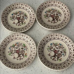 Johnson Brothers Sugar and Spice Owl Ironstone Set of (4) Vintage Owls
